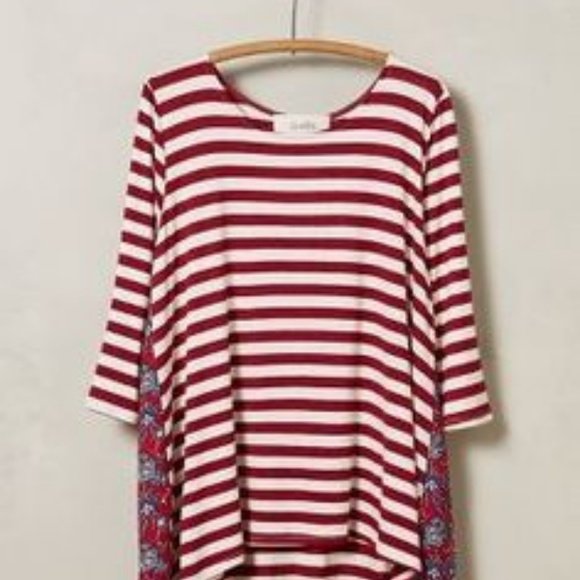 Anthropologie Pattern Play Swing Tunic by Puella Red Stripe XXS or XXS NWOT - Picture 3 of 5